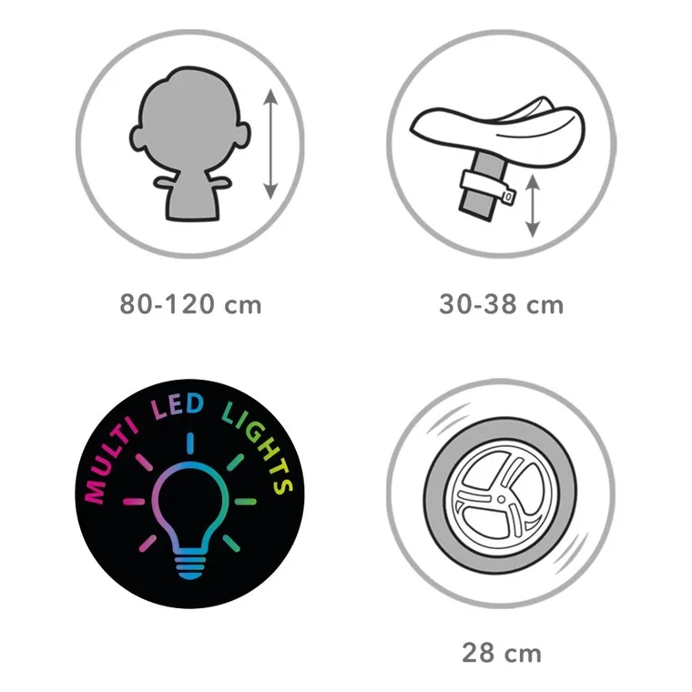 Kidwell, Rebel LED, rowerek biegowy, neonowy, różowy