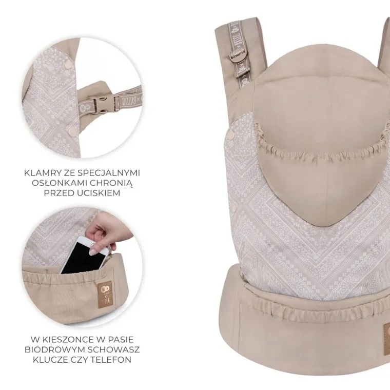 Kinderkraft, Bizuu, Huggy, nosidełko ergonomiczne, Dune Whisper