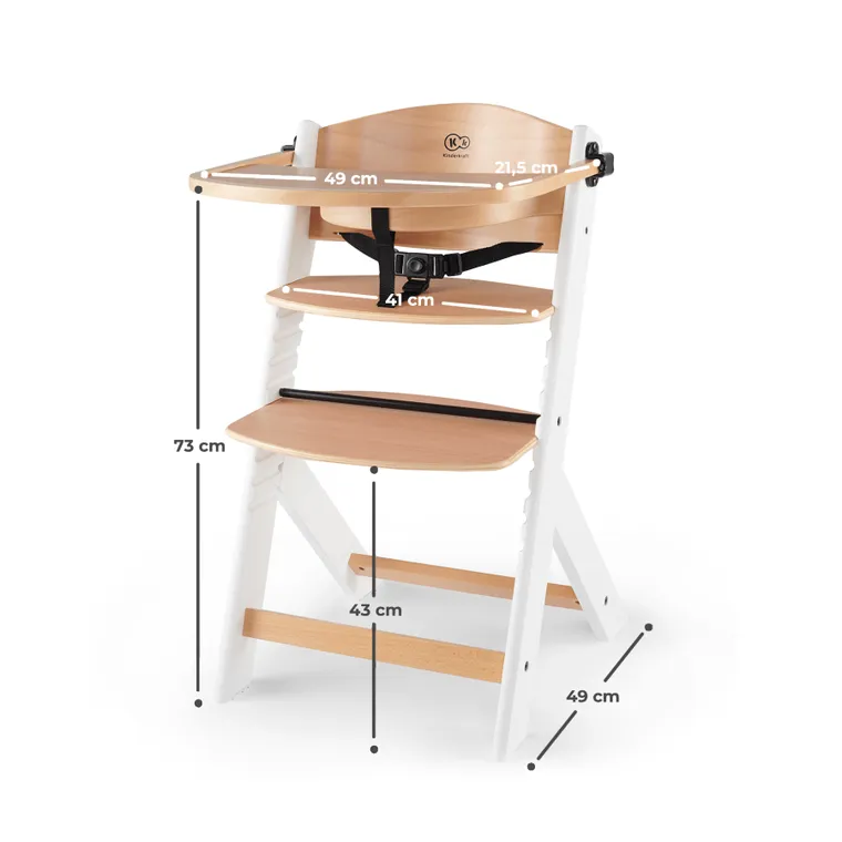 Kinderkraft, Enock, krzesełko do karmienia z poduszką, 3w1, White