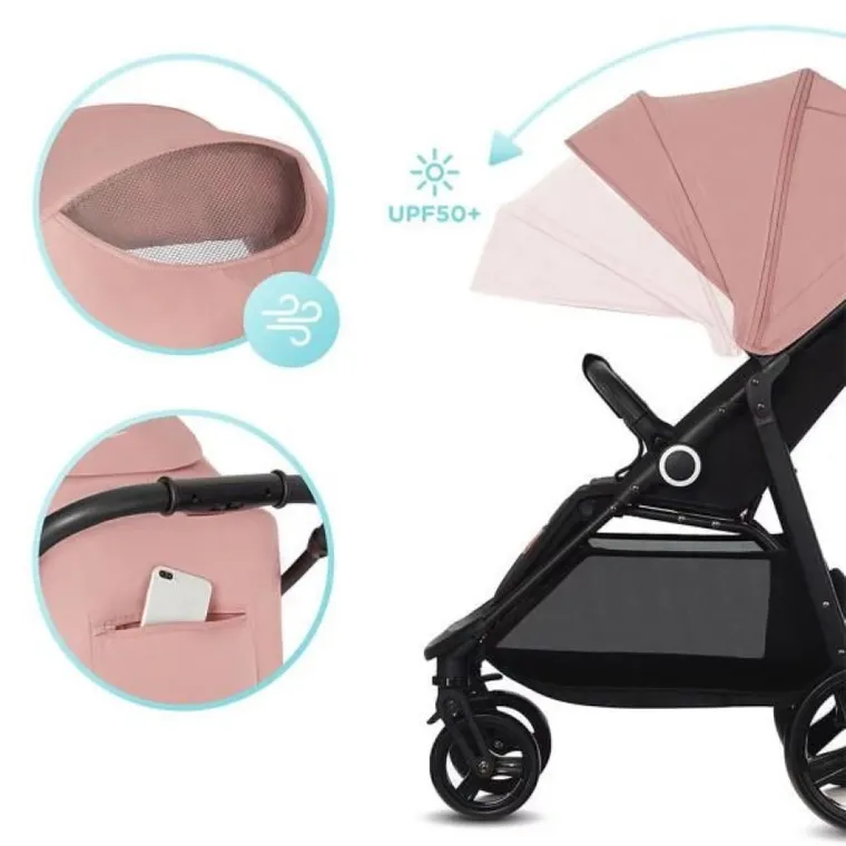 Kinderkraft, Grande Plus, wózek spacerowy, Pink, 22 kg