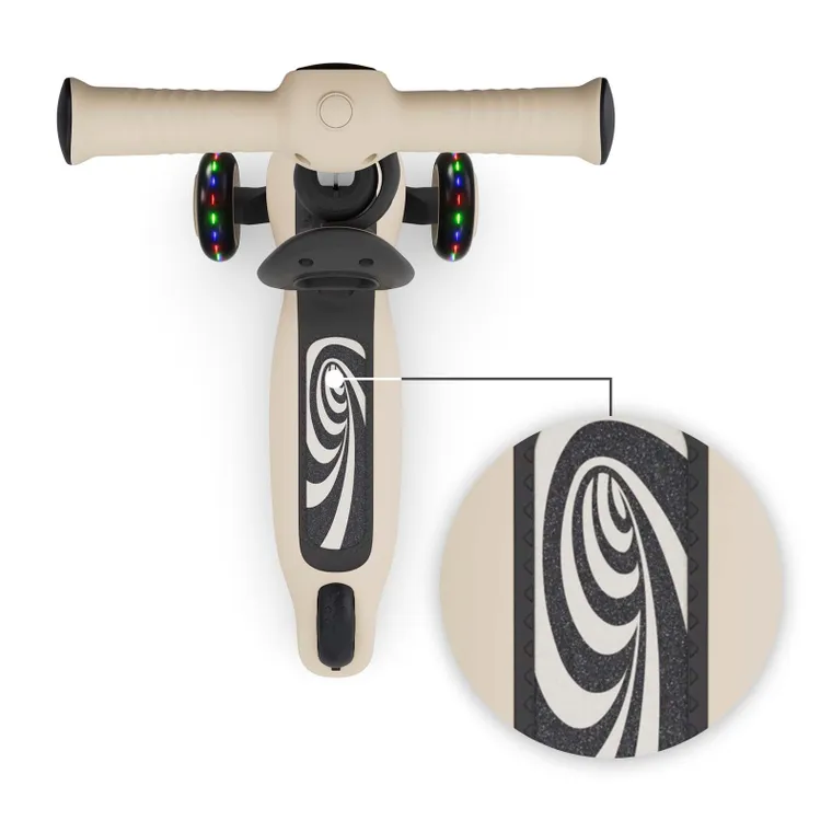 Kinderkraft, Halley 2, hulajnoga 3-kołowa, balansowa 2w1, LED, Stone White