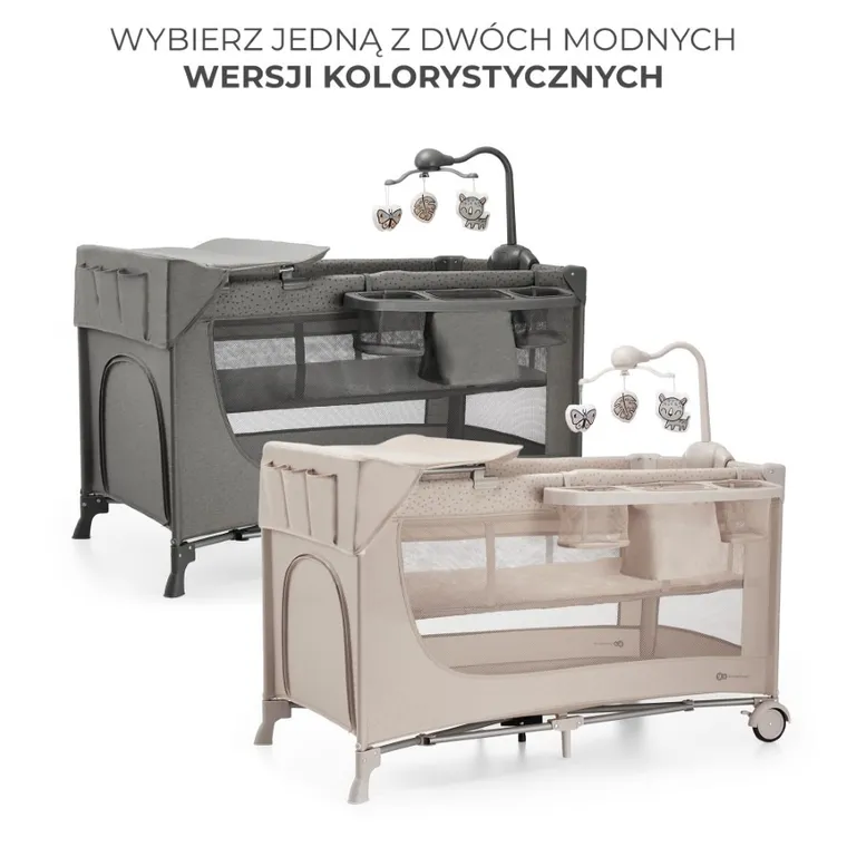 Kinderkraft, Joy 2, łóżeczko turystyczne z akcesoriami, Dark Grey