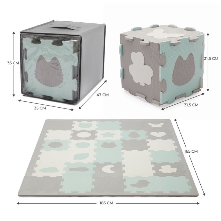 Kinderkraft, Luno, mata piankowa, puzzle, mint