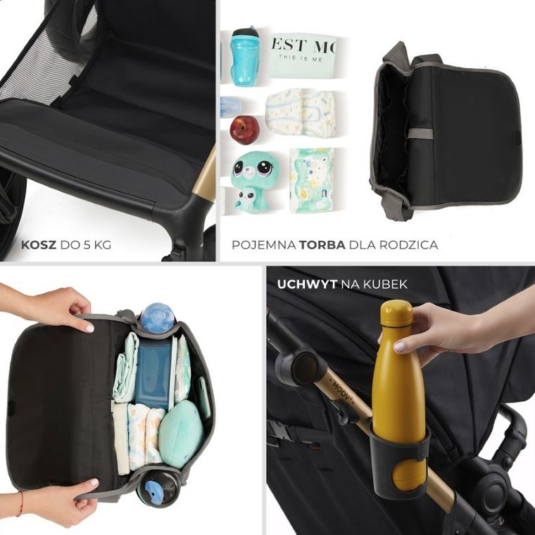 Kinderkraft, Moov 2 Air, wózek wielofunkcyjny, 3w1, Light Grey
