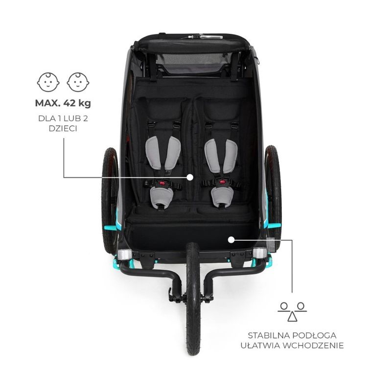 Kinderkraft, Nava, przyczepka rowerowa, wózek, hawaiian blue