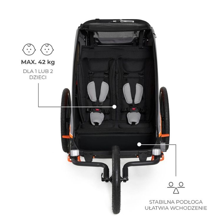 Kinderkraft, Nava, przyczepka rowerowa, wózek, sunny orange