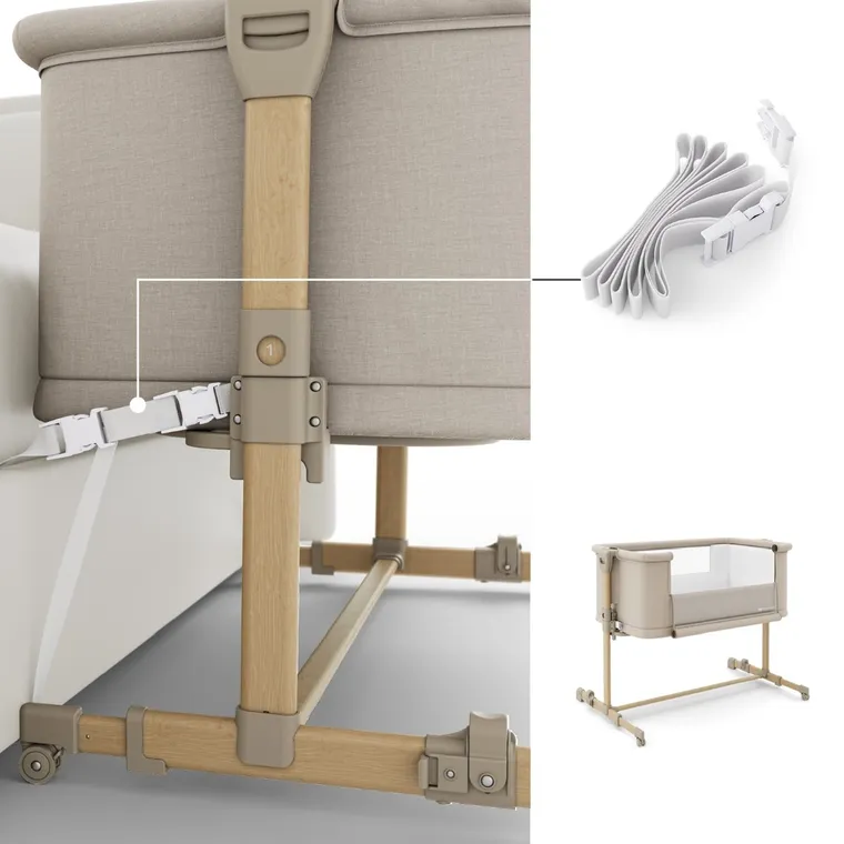 Kinderkraft, Nestee Grow 2, łóżeczko dostawne, beige wood