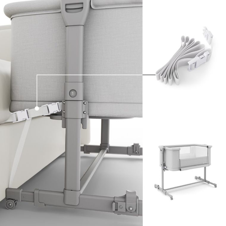 Kinderkraft, Nestee Grow 2, łóżeczko dostawne, light grey