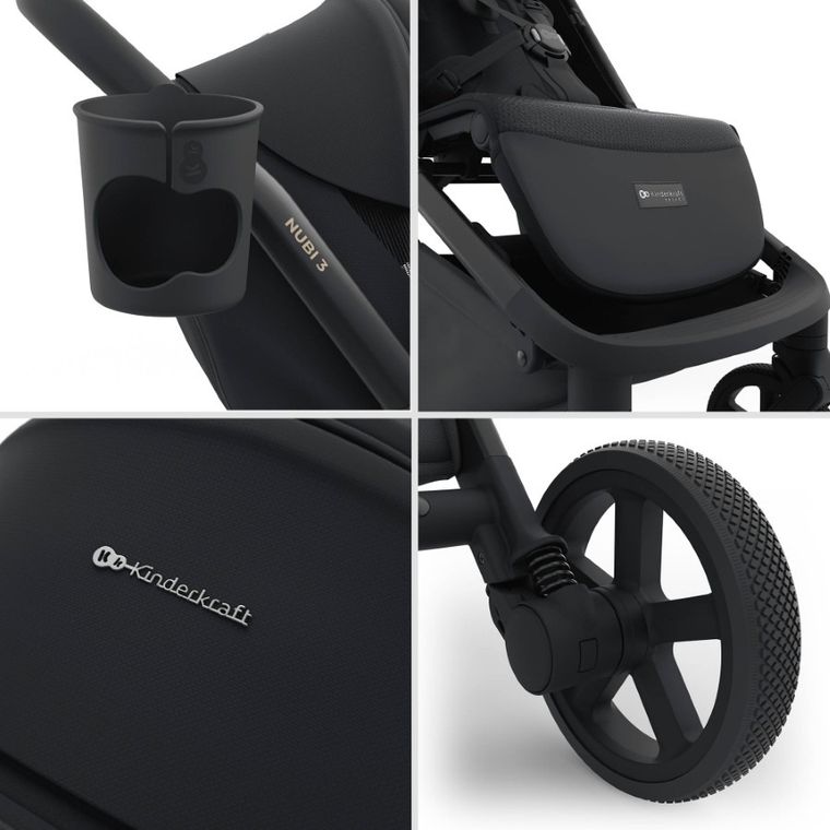 Kinderkraft, Nubi 3, wózek spacerowy, Midnight Black