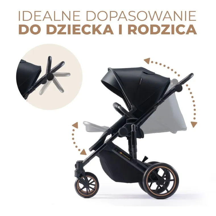 Kinderkraft, Prime 2, wózek wielofunkcyjny, 2w1, Venezian Black