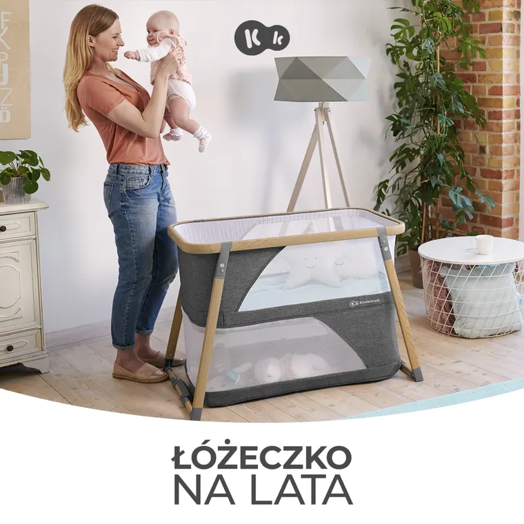 Kinderkraft, Sofi, łóżeczko turystyczne z funkcją kojca, Grey