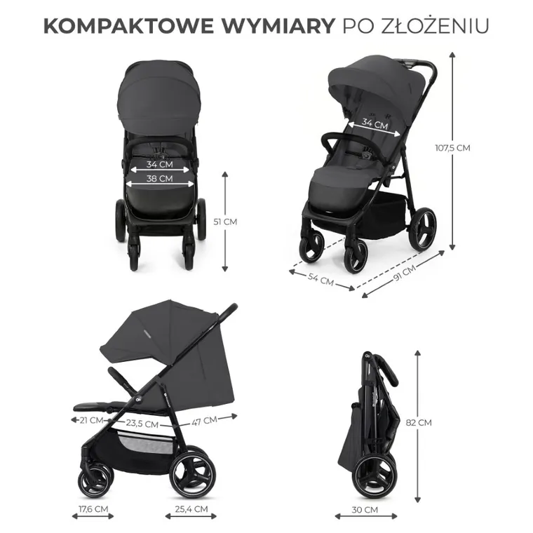 Kinderkraft, Trig 3, wózek spacerowy, Granite Grey