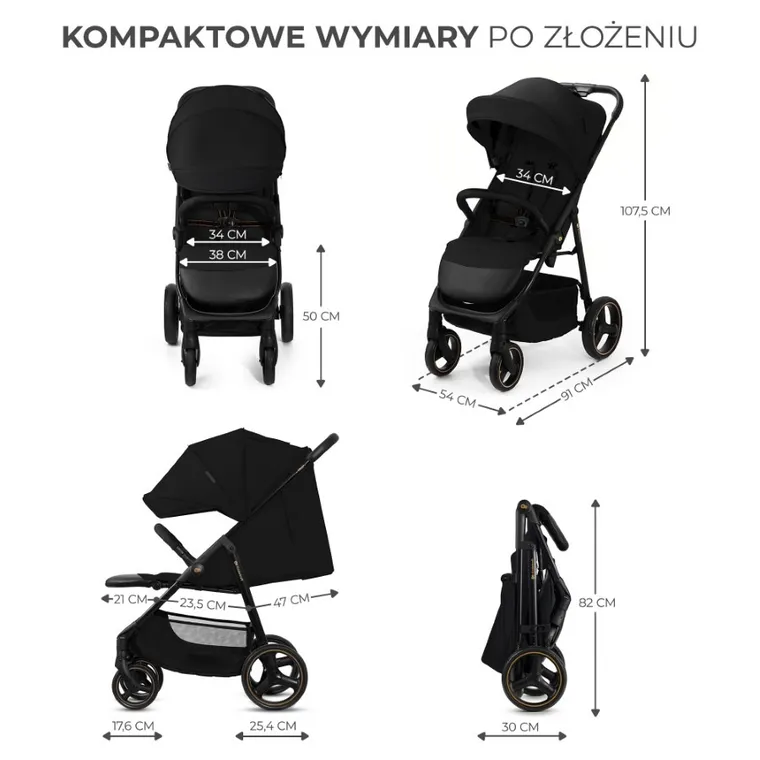 Kinderkraft, Trig 3, wózek spacerowy, Onyx Black