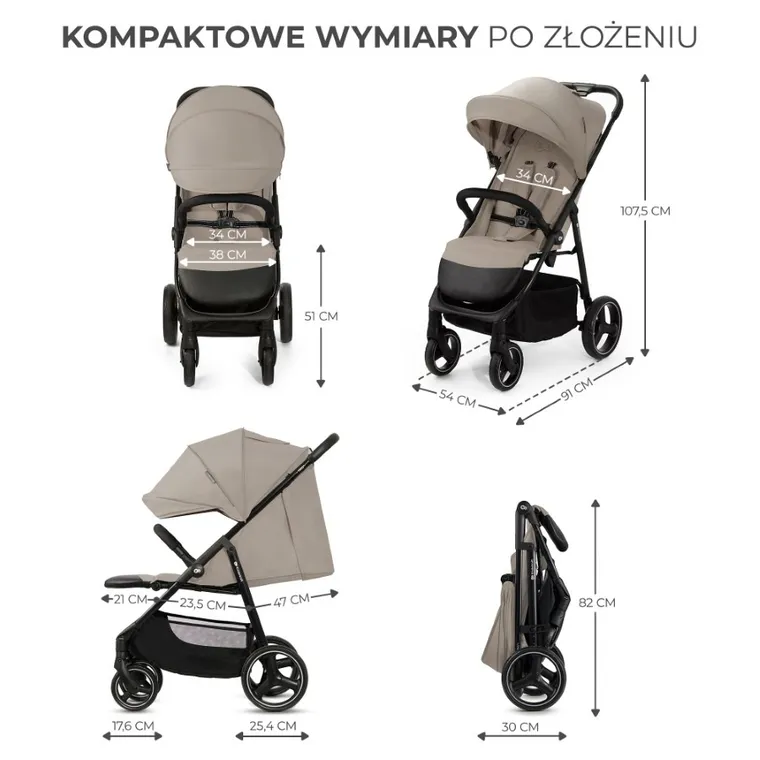 Kinderkraft, Trig 3, wózek spacerowy, Stone Beige