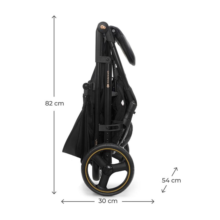 Kinderkraft, Trig 3, wózek spacerowy z tacką, Onyx Black