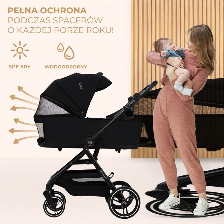 Kinderkraft, Yoxi, wózek wielofunkcyjny 2w1, Pure Black