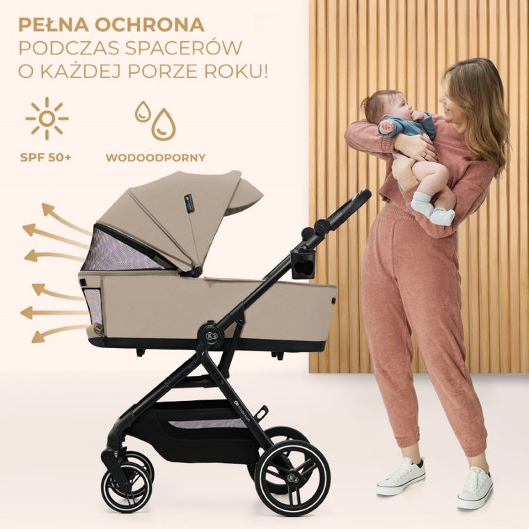 Kinderkraft, Yoxi, wózek wielofunkcyjny 2w1, Sand Beige
