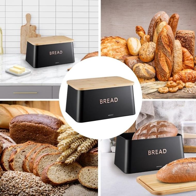 Kinghoff, chlebak z deską do krojenia, stalowy, KH-1948