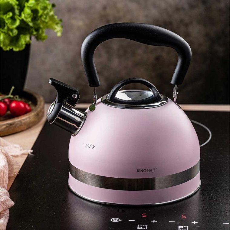 Kinghoff, czajnik, 1.8l z gwizdkiem, różowy