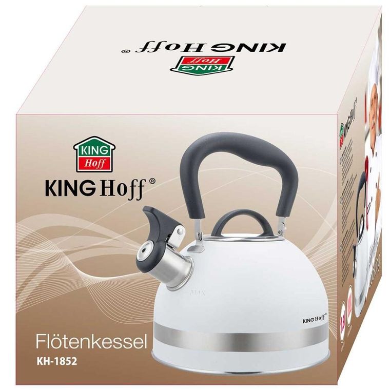 Kinghoff, czajnik z gwizdkiem, biały, 1,8l