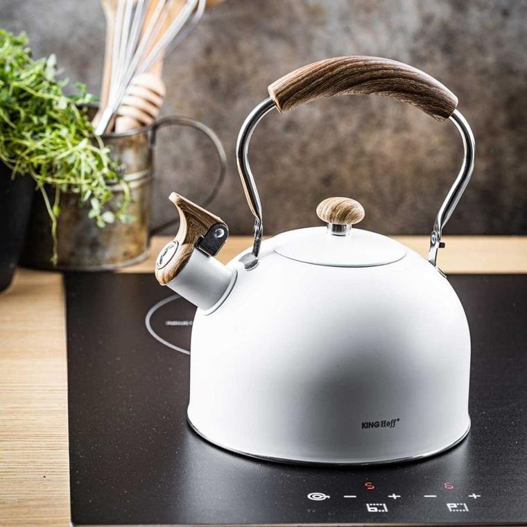 Kinghoff, czajnik z gwizdkiem, biały, 2,5l