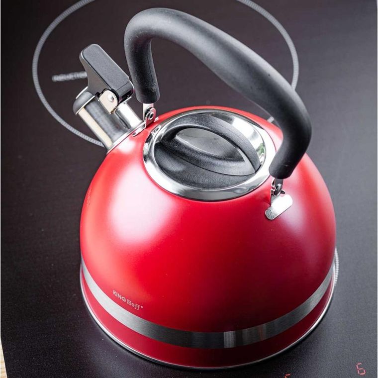 Kinghoff, czajnik z gwizdkiem, czerwony, 1,8l