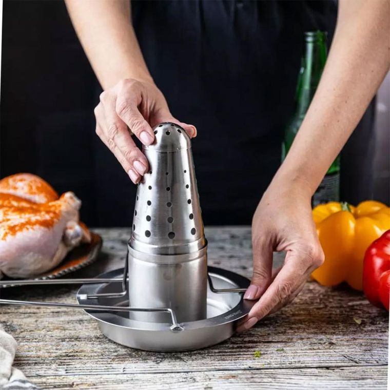 Kinghoff, stojak do pieczenia kurczaka z ociekaczem i aromatyzerem