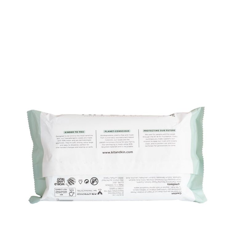 Kit and Kin, biodegradowalne bezzapachowe chusteczki wodne, 60 szt.