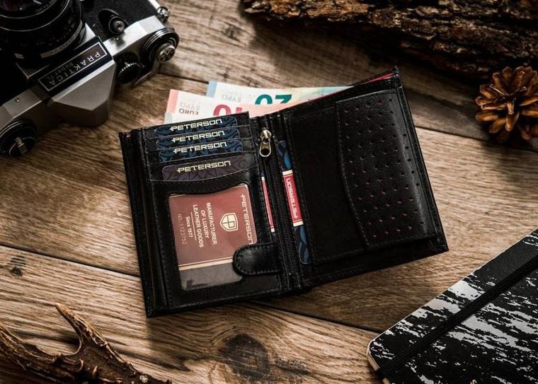 Klasyczny portfel męski ze skóry naturalnej, Peterson