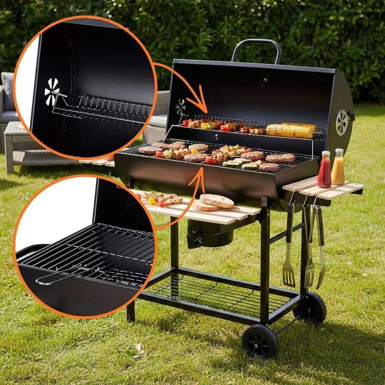 Klausberg, grill węglowy na kółkach z półkami, kb-9033
