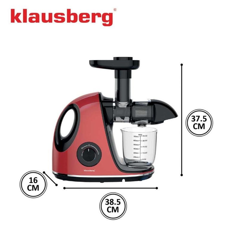 Klausberg, sokowirówka, wyciskarka wolnoobrotowa, czerwona, KB-7865