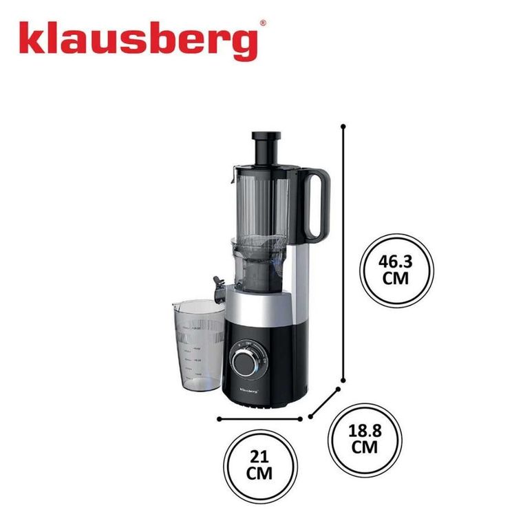 Klausberg, sokowirówka, wyciskarka wolnoobrotowa, pionowa, czarna, KB-7871