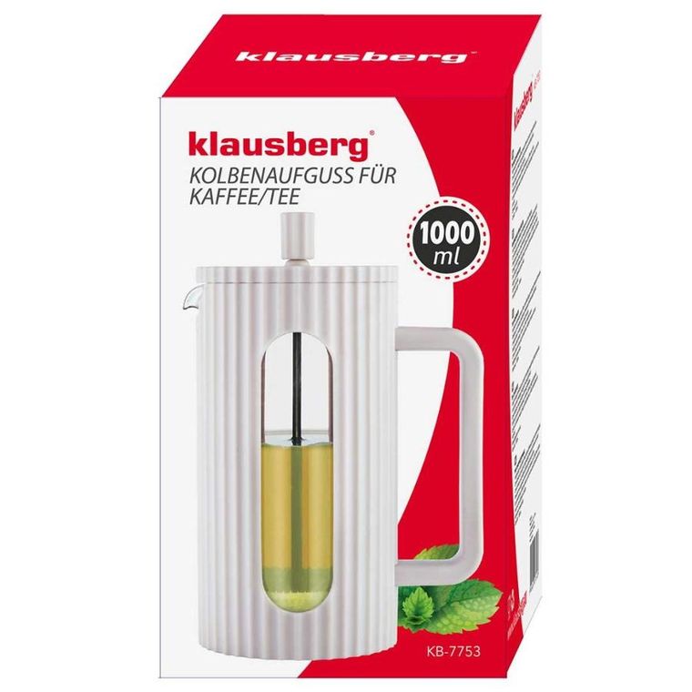 Klausberg, zaparzacz tłokowy do kawy/herbaty, biały, 1000 ml