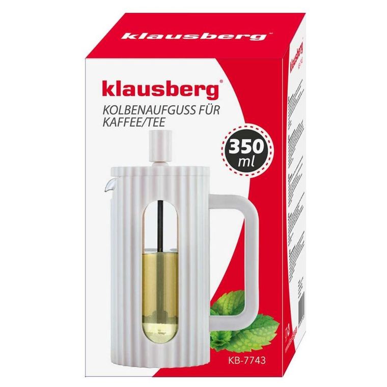 Klausberg, zaparzacz tłokowy do kawy/herbaty, biały, 350 ml
