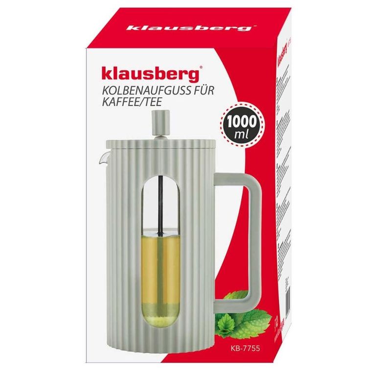 Klausberg, zaparzacz tłokowy do kawy/herbaty, zielony, 1000 ml