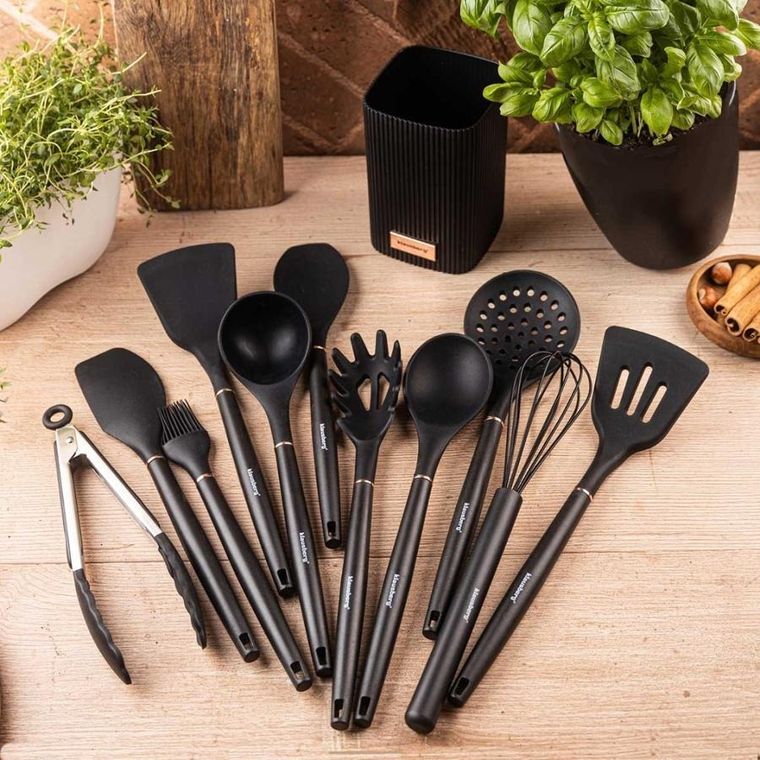 Klausberg, zestaw 12 silikonowych przyborów kuchennych w stojaku, kb-9011