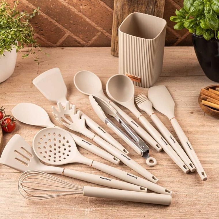 Klausberg, zestaw 12 silikonowych przyborów kuchennych w stojaku, kb-9012