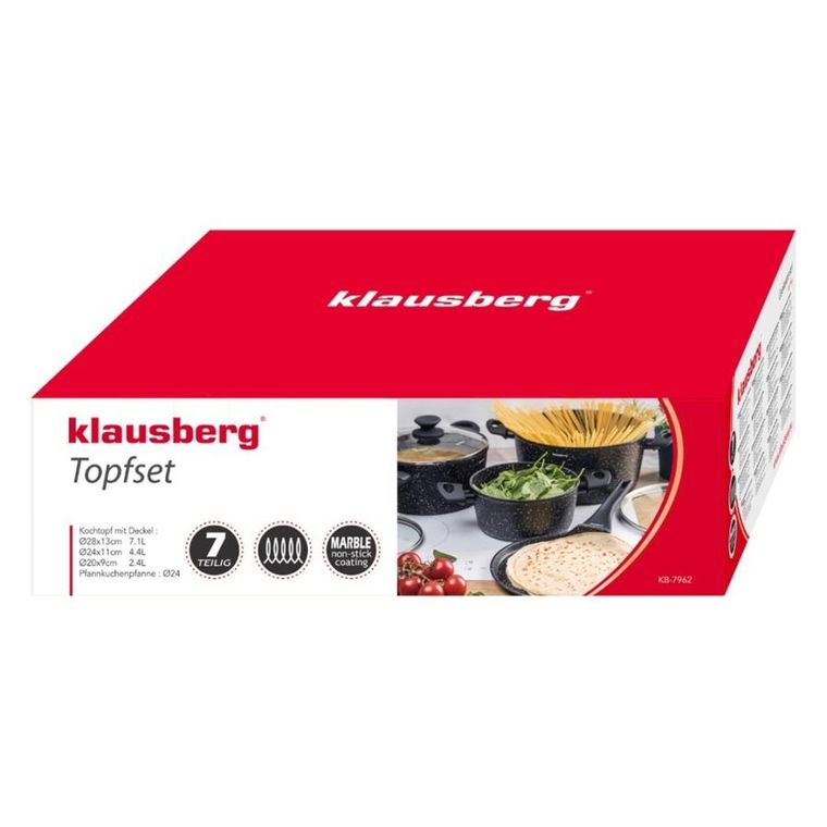 Klausberg, zestaw garnków marmurkowych, 7 elementów, kb-7962