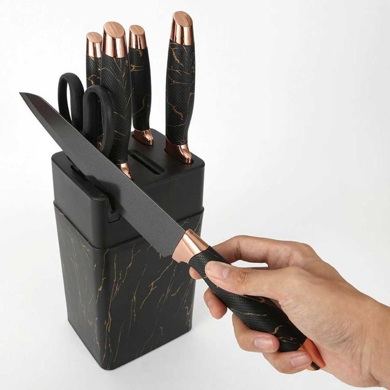 Klausberg, zestaw noży kuchennych z ostrzałką, stojak