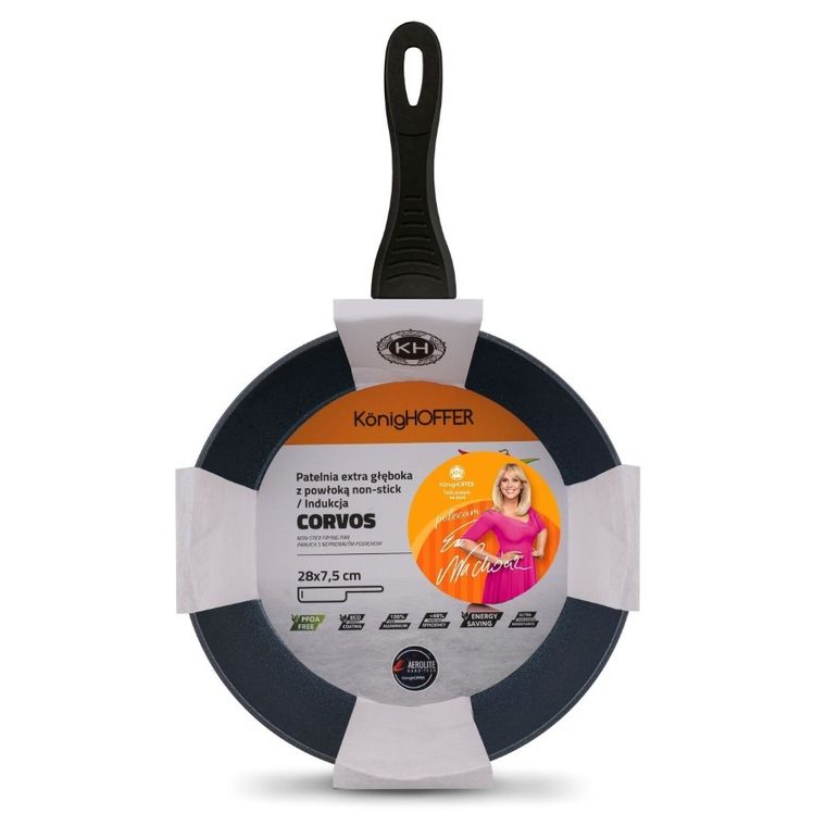 Könighoffer, Corvos, patelnia głęboka z pokrywką, indukcja, 28-7,5 cm