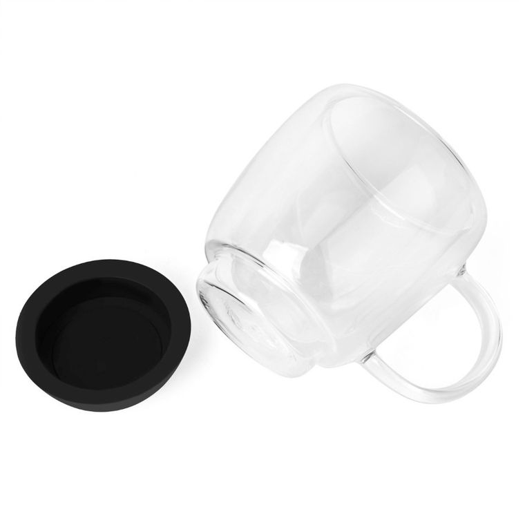 Könighoffer, Garet, komplet szklanek termicznych z podwójną ścianką, silikonowe dno, czarne, 350 ml, 2 szt.