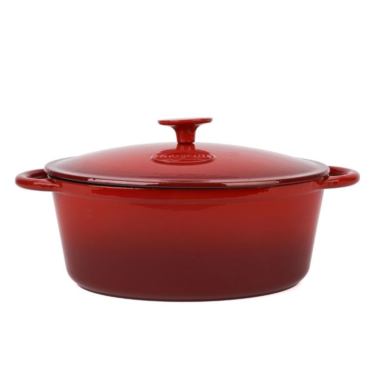 Könighoffer, gęsiarka żeliwna, emaliowana, owalna, czerwona, 4 l, 26-21-11,2 cm
