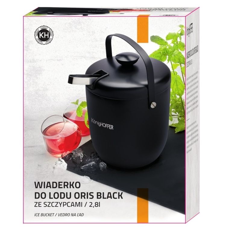 Könighoffer, Ori, wiaderko do lodu ze szczypcami, black, 2,8l
