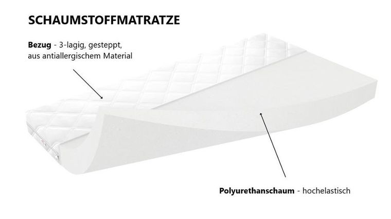 Kocot Kids, Kacper, łóżko z szufladą i materacem, białe, 80-180 cm