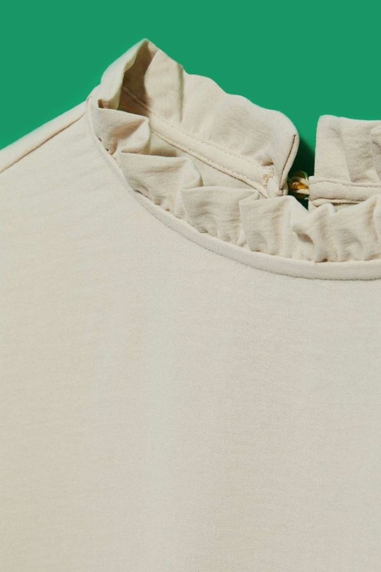 Koszula damska z długim rękawem, beżowa, Moodo