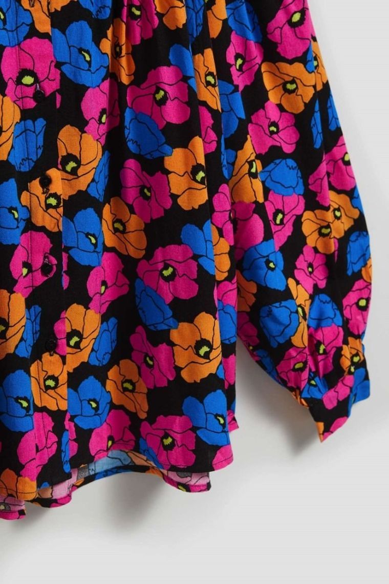 Koszula damska z długim rękawem, czarna, Moodo