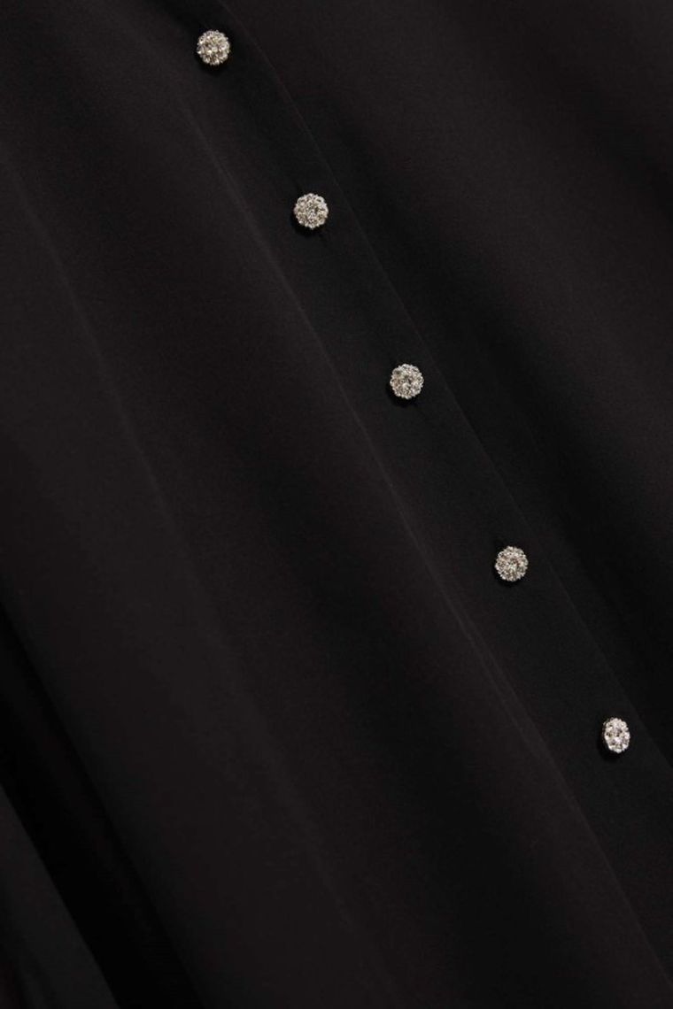 Koszula damska z długim rękawem, czarna, Moodo