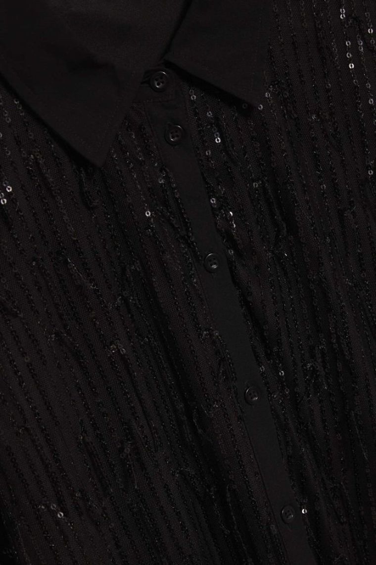 Koszula damska z długim rękawem, czarna, Moodo