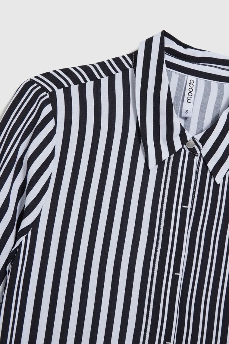 Koszula damska z długim rękawem, czarna, Moodo