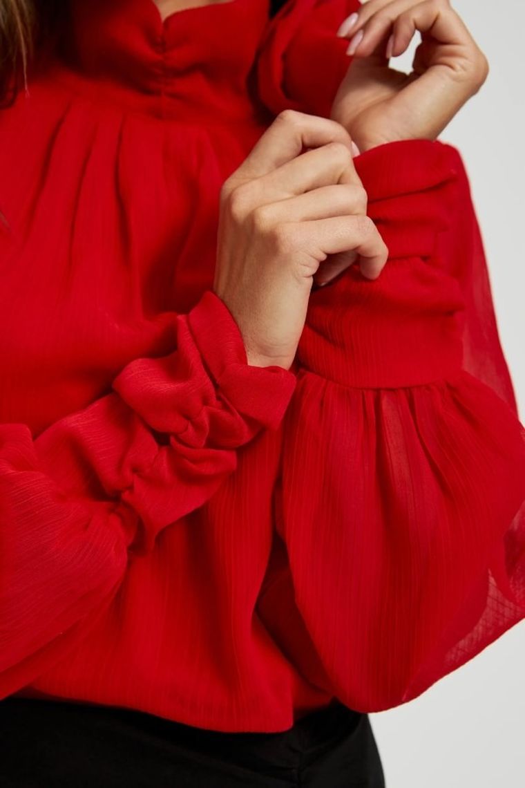 Koszula damska z długim rękawem, czerwona, Moodo